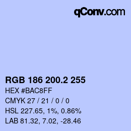 カラーコード: RGB 186 200.2 255 | qconv.com