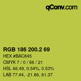 カラーコード: RGB 186 200.2 69 | qconv.com