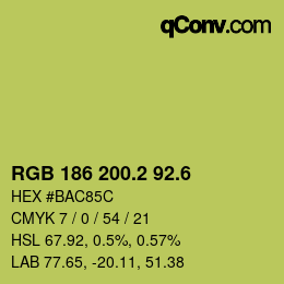 カラーコード: RGB 186 200.2 92.6 | qconv.com