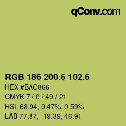 カラーコード: RGB 186 200.6 102.6 | qconv.com