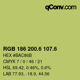 カラーコード: RGB 186 200.6 107.6 | qconv.com