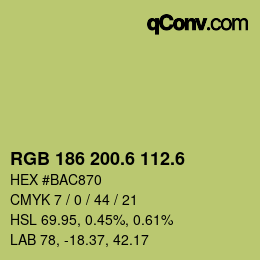 カラーコード: RGB 186 200.6 112.6 | qconv.com