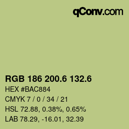 カラーコード: RGB 186 200.6 132.6 | qconv.com