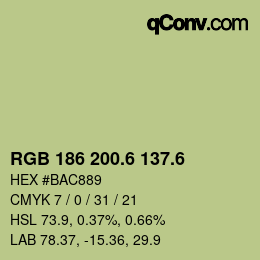 カラーコード: RGB 186 200.6 137.6 | qconv.com