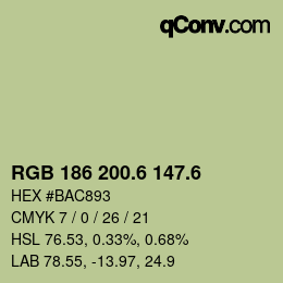 カラーコード: RGB 186 200.6 147.6 | qconv.com