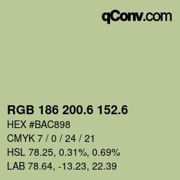 カラーコード: RGB 186 200.6 152.6 | qconv.com