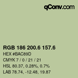 カラーコード: RGB 186 200.6 157.6 | qconv.com