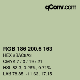 カラーコード: RGB 186 200.6 163 | qconv.com