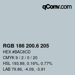 カラーコード: RGB 186 200.6 205 | qconv.com