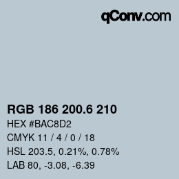 カラーコード: RGB 186 200.6 210 | qconv.com