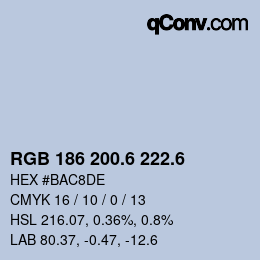 カラーコード: RGB 186 200.6 222.6 | qconv.com