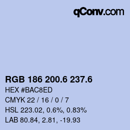 カラーコード: RGB 186 200.6 237.6 | qconv.com