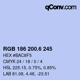 カラーコード: RGB 186 200.6 245 | qconv.com