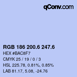 カラーコード: RGB 186 200.6 247.6 | qconv.com