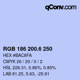カラーコード: RGB 186 200.6 250 | qconv.com