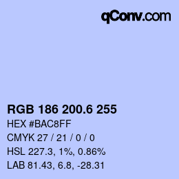 カラーコード: RGB 186 200.6 255 | qconv.com