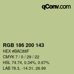 颜色代码: RGB 186 200 143 | qconv.com