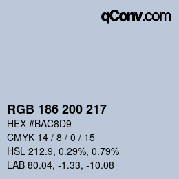 Farbcode: RGB 186 200 217 | qconv.com