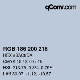 カラーコード: RGB 186 200 218 | qconv.com