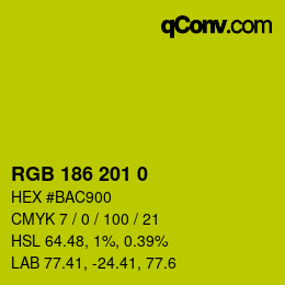 Color code: RGB 186 201 0 | qconv.com