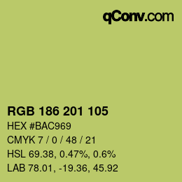 Color code: RGB 186 201 105 | qconv.com