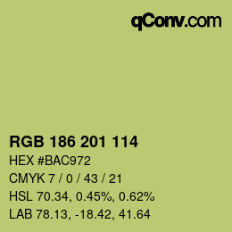 Color code: RGB 186 201 114 | qconv.com