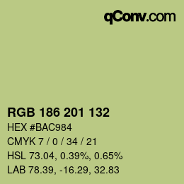 Color code: RGB 186 201 132 | qconv.com