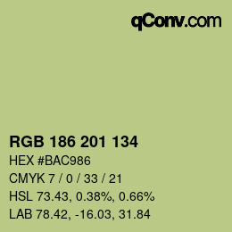 Color code: RGB 186 201 134 | qconv.com