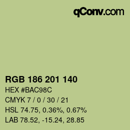 カラーコード: RGB 186 201 140 | qconv.com