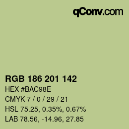 Color code: RGB 186 201 142 | qconv.com