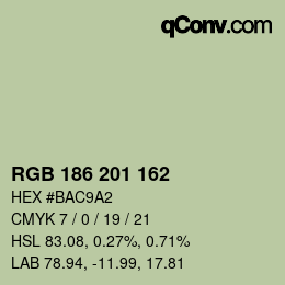 Color code: RGB 186 201 162 | qconv.com