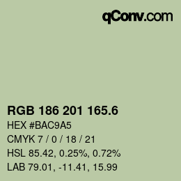カラーコード: RGB 186 201 165.6 | qconv.com