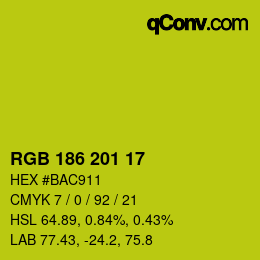 Color code: RGB 186 201 17 | qconv.com