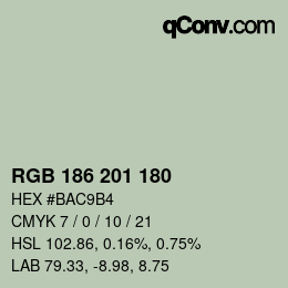 Color code: RGB 186 201 180 | qconv.com