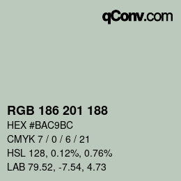 Color code: RGB 186 201 188 | qconv.com