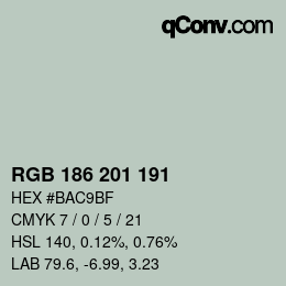 Color code: RGB 186 201 191 | qconv.com