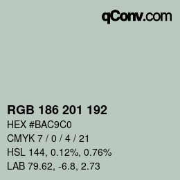 カラーコード: RGB 186 201 192 | qconv.com