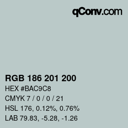 Color code: RGB 186 201 200 | qconv.com