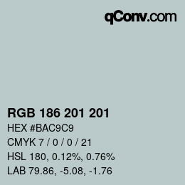 Color code: RGB 186 201 201 | qconv.com