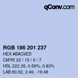 Color code: RGB 186 201 237 | qconv.com