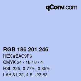 Color code: RGB 186 201 246 | qconv.com