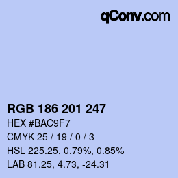 Color code: RGB 186 201 247 | qconv.com