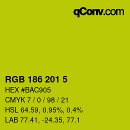 カラーコード: RGB 186 201 5 | qconv.com
