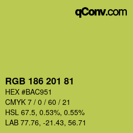 Color code: RGB 186 201 81 | qconv.com