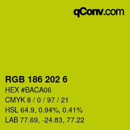 Color code: RGB 186 202 6 | qconv.com