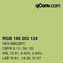 Color code: RGB 186 203 124 | qconv.com
