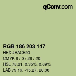 Código de color: RGB 186 203 147 | qconv.com