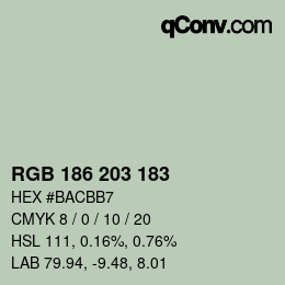 Color code: RGB 186 203 183 | qconv.com