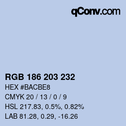 Color code: RGB 186 203 232 | qconv.com