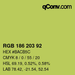 Color code: RGB 186 203 92 | qconv.com